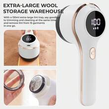 Rechargeable Fabric Shaver With LED Display - 800mAh Lithium Battery Powered Electric Fleece Remover For Clothing, Bedding, Pet Supplies - Portable Hairball Trimmer Without Damaging Fabrics - Home And Furniture Fleece Removal Tool Set - C型 - 查看 7