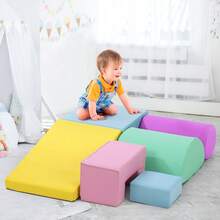 PtioHavn Juguete de escalada para niños pequeños de cuero PU suave, bloques de espuma de colores para escalar para niños de 1 a 3 años, tobogán ligero tipo sofá, apto para uso en interiores y exteriores. - Bloqueo de color - Ver 9