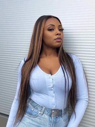 Straight Highlight Lace Front Wigs Human Hair 180% Density 13x4 Transparent Lace Front Wigs For Women Lace Frontal Wig Human Hair Pre Plucked With Baby Hair 1B30