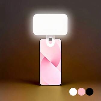 1 件 LED 补光灯自拍灯，便携式迷你夹式补光灯，LED 补光灯自拍灯，适用于手机和电脑、化妆、Zoom 会议、直播、Vlog、完美自拍和视频通话 250mAh