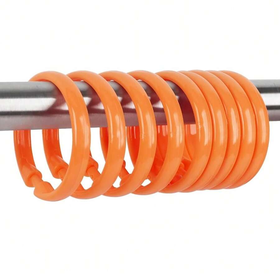 Orange Shower Curtain Hooks - 12 Pcs Circular Plastic Shower Curtain Rings For Bathroom - O Shaped Orange Shower Hooks Rings For Shower Curtain Rod,Orange - 橘色 - 查看 1