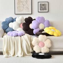Flower Shaped Pillow, Cute Decorative Throw Pillow With Soft Artificial Rabbit Fur For Couch Bed Chair Floor, Flower Pillows Seating Cushions With Room Décor For Bedroom Living Room (19.6inch White),19.6Inches,White - 白色 - 查看 8