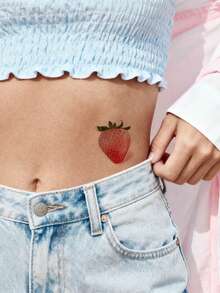 STARTTOOS 水晶糖果色纹身贴纸，晶莹剔透的水果图案，草莓樱桃梨心形Y2K少女临时纹身贴纸，适用于手腕、脚踝、肩膀、脖子、锁骨等部位，DIY日常派对节日礼物，防水逼真纹身贴纸 - 彩色 - 查看 5