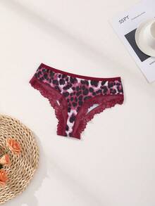 5 paquetes de bragas de bikini con estampado de leopardo sexy - Ropa interior de seda de hielo y encaje con corte bajo y sin marcas para uso diario, yoga y entrenamiento para mujeres - Multicolor - Ver 3