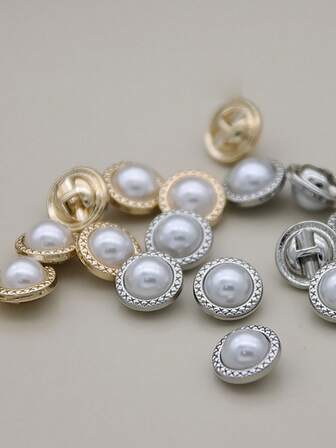 10Pcs/Set Cute Pearl Round Button Coat Shirt Decoration Elegant And Noble Sweater Accessories Metal Classic Clothing Home Goods Temperament