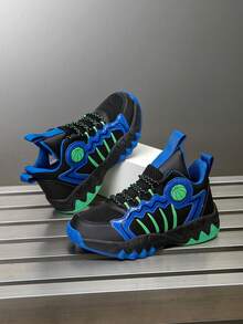 1 Pair Kids' Basketball Shoes, Outdoor Sports Shoes, Casual Shoes, Comfortable New Fashion Colorblock Breathable Mesh - Blue - View 5