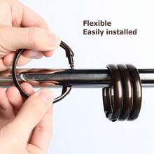 Bronze Shower Curtain Hooks Rings, 12 Pcs Circular Plastic Shower Curtain Rings For Bathroom, Plastic Shower Curtain Hooks For Shower Curtain Rod, Shower Hooks Rings For Shower Curtain,Bronze - 銅色 - 查看 5