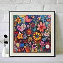 5D DIY钻石画套装，卡通花卉，DIY手工装饰工艺品，适用于客厅、办公室或走廊 - 彩色 - 查看 2