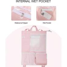- Bolsa de natacin con bolsillo hmedo, mochila de malla con cordn para playa, natacin, esnrquel, gimnasio para mujeres y hombres - Rosado - Ver 3
