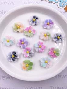 30PCS Mixed Resin Colorful 16mm Flower Flat Back Stone Gemstones Scrapbook DIY Wedding Christmas Art Decor Jewelry Crafts Accessories