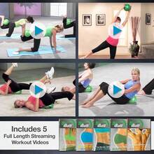 - Pelota de pilates de 9 pulgadas, color azul, para abdominales, ncleo y espalda, pelota de entrenamiento para gimnasio en casa, rutina de fitness y gimnasio, fcil de llevar en - Azul sin DVD - Ver 8