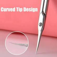 Portable Stainless Steel Keratin Scissors, A Multifunctional Small Scissors With Curved Stainless Steel Blades And Pointed Tips. Practical Tool For Eyebrow, Eyelash, Nail Trimming Care, Nail Trimming, And Dry Skin Care For Trimming Nails - 銀色 - 查看 10