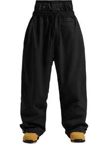 1pc Women/Men's Winter Outdoor Ski Pants, Snowboard Pants, Harem Pants, Loose Fit Sports Ski Pants, Unisex, Suitable For Outdoor Activities, Machine Washable, Winter Ski Pants, Ski Gear, Warm Clothing, Sports Style Pants, Reinforced Structure, Functional Ski Pants, Durable Snow Gear, Men's Winter Apparel Black - Black - View 14
