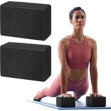 Essentials Yoga Block Set Of 2 u2013 Supportive, Soft Non - Slip Foam Surface Yoga, Pilates, Meditation - negro - - Ver 2