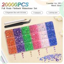 20000Pcs Rhinestones For Bedazzling Kit With Tweezer Pickup Pen, 3/4/5mm Resin Jelly Flatback Rhinestones Bulk Bedazzle Gems Diamonds For Crafts DIY Shoes,Clothing,Jewelry Making,Home Decor Assorted Size - G - 查看 3