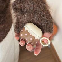 Korean Style Cake Pink Brown Polka Dot Earphone Case + Hanging Ring Compatible With Apple Pro 3/Pro 2/Pro/ 4/3/2 Case, Fashionable Women Earphone Case, Minimalist Earphone Case - 彩色 - 查看 5