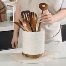 DOWAN 360° Rotating Extra Large Cooking Utensil Holder, 76" Kitchen Utensil Holder For Countertop, Utensil Crock For Farmhouse Kitchen Decor, Ceramic Stable Utensil Caddy, Soft White - ColorD - View 8