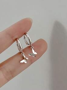 Elegant Hypoallergenic Butterfly Hoop Earrings - Lightweight, Stylish & Perfect For Sensitive Ears - Silver - View 9