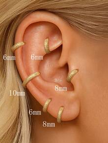 1Pc 925 Sterling Silver Fashion Classic 6mm 8mm 10mm Overlapping Ear Bone Piercing Hoop Earring Suitable For Women'S Daily Wear Parties And Banquet Occasion - Multicolor - View 6