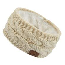 Women's Cold-Proof Headband|CC Label Fleece-Lined Warm Headband|Elastic And Soft Plush Winter Headband|Knitted|Comfortable Fabric|Holiday Accessories Gifts| - Beige - View 11