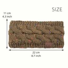Women's Cold-Proof Headband|CC Label Fleece-Lined Warm Headband|Elastic And Soft Plush Winter Headband|Knitted|Comfortable Fabric|Holiday Accessories Gifts| - Beige - View 5