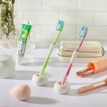 New 2PCS Ceramic Toothbrush Holder,  Mini Sleek Toothbrush Holder Stand For Bathroom And Countertop Organizers, White (Stylish Sea-Themed Designs) - Image Color - View 6
