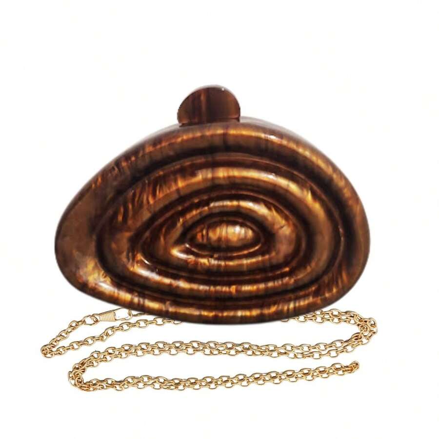 Clutch Bag For Parties, Handbag, Shell Style, Weddings, Bridesmaids, Nightclubs, Modern - Rust Brown - View 1