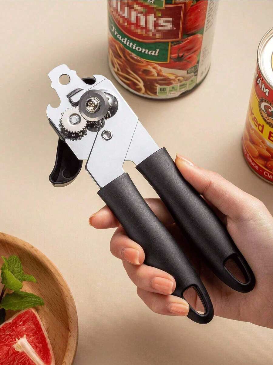 1pc/2pcs Stainless Steel Multi-Function Can Opener, Creative Kitchen Can Opener Tool, Manual Easy Can Opener With Plastic Handle, Stainless Steel Can Opener, Portable Can Opener, Easy Open Cans Without Hurting Hands, Kitchen Tool