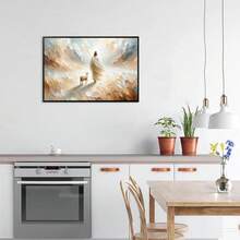 1pc Framed Canvas Poster, Religious Art Theme, Depicting God Leaving The Ninety-Nine Sheep To Find The Lost Lamb. Ideal Decor For Bedroom, Living Room And Hallway, Can Serve As Wall Art Or Seasonal Decoration To Add A Wintry Ambiance To Any Space. Jesus Themed Decorative Painting, Home Decor Poster, Room Decoration, Housewarming Gift. - Multicolor - View 8