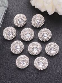 10 Pieces Of Round Fully Beaded Golden Small Buttons For Shirt, Cardigan, Dress, Coat, Sweater, Jacket Decoration Hand-Sewn Button Hand-Held Flower Gift Box Shoe Hat Luggage DIY Accessories - Multicolor - View 15