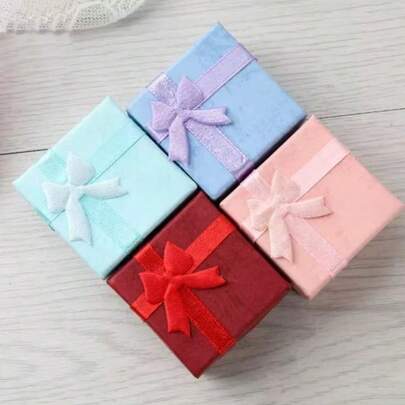 Bộ 4 hộp giấy đựng trang sức, hộp đựng nhẫn, hộp đựng hoa tai nhiều màu, hộp đựng quà trang sức