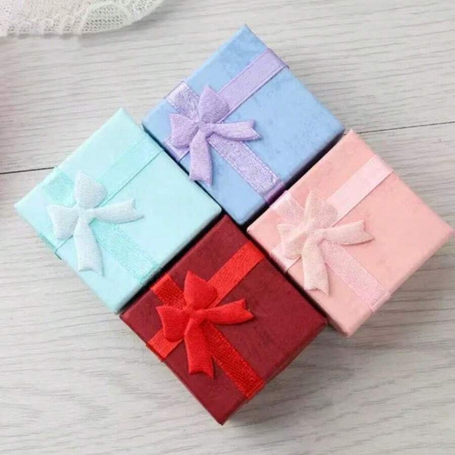 Set de 4 cajas de papel para empaquetar joyas, caja para aretes y anillos, caja de regalo para joyas de varios colores - Multicolor - Ver 1
