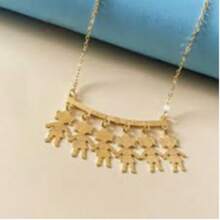 Colar Feminino com Seis filhos Netos Família Afetivo Menino Menina com Caixinha Para Presente - Dourado - Visão 4