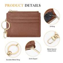 Sodsay Card Case Slim Front Pocket Wallet For Women Credit Card Holder With Keychain - CH Deep Brown - View 3