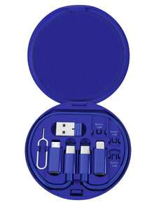 طقم كابل بيانات متعدد الوظائف مع صندوق تخزين الشحن، شحن سريع 60 واط، يمكن استخدامه كحامل لموديل الهاتف المحمول، طقم كابل شحن محمول بسيط، محول USB Lightning، طقم محول، ضروريات غرفة السكن الجامعي - متعدد الألوان - مشاهدة 29