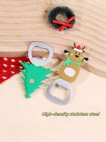 1 buah Pembuka Botol Bertema Natal (Dengan Fungsi Magnet Kulkas) - 4 Desain Lucu (Santa Claus, Manusia Salju, Rusa Kutub, Pohon Natal), Alat Bar Stainless Steel, Aksesori Pesta yang Menyenangkan, Hadiah Liburan yang Sempurna - bawaan - View 11