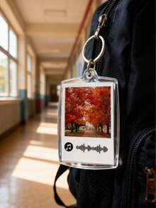 1/3/5pcs Personalized Photo Music Barcode Keychain, Birthday Gift, Music Couples's Daily Carry, Graduation Souvenir (Scan To Play Memorial Song), Customized Photo Music QR Code Keychain, Proposal Gift (Scan To Play Love Song), Personalized Acrylic Keychain, Customized Couple Keychain - Multicolor - View 5