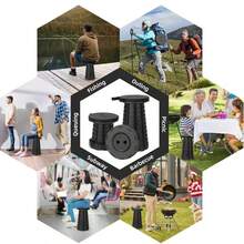 Taburete plegable portátil mejorado, silla retráctil para acampar, pescar, hacer senderismo y hacer barbacoas, ligero y fácil de transportar. - Negro - Ver 9