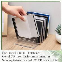 1个透明亚克力CD收纳架，DVD/CD光盘收纳盒，最多可容纳14张标准CD，适用于媒体架收纳整理。 - 無色 - 查看 6