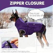 1pc Warm Dog Jacket With Chest Harness, Waterproof Reflective Dog Coat, Suitable For Small, Medium And Large Dogs, Fleece Turtleneck Winter Jacket With Zipper, Pet Winter Warm Clothes
