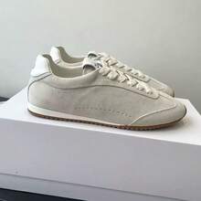 New Retro German Training Shoes Men Genuine Leather Casual Sports Style Shoes Flat Bottom Shoes Thin Sole Board Shoes Women - 杏色 - 查看 3