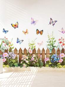 1pc Rose Vine Trellis Floral Wall Sticker, Romantic Garden Theme Red & Pink Rose Wall Decal, Butterfly Floral Pattern Self-Adhesive Wall Sticker, Suitable For Bedroom, Living Room, Hallway, Cabinet, Home Office, Classroom, Nursery, Greenhouse Decor - Multicolor - View 9