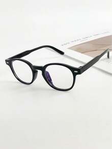 1副复古圆形铆钉女士透明镜片眼镜