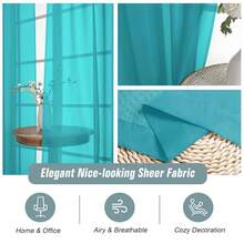 Turquoise Sheer Curtains For Window 72 Inches Long 2 Panels Set, Soft Airy Modern Light Filtering Sheer Curtains For Living Room Bedroom, Dual Rod Pocket Solid Window Drapes, 2x42Wx72L Inches,42inchWx72inchL(Packof2),Turquoise - Turquoise - 查看 5