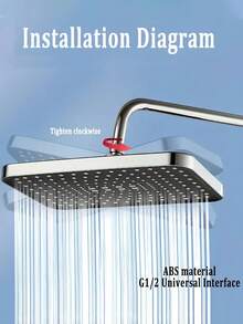 12-Inch Square Modern Wall-Mounted Shower Head, High-Pressure High-Flow Rainfall Shower Head, Durable Plastic Construction With Chrome-Plated Finish, Provides Full-Body Coverage And Spa-Like Shower Experience - Multicolor - View 3