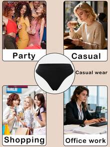 8pcs/Pack Women's Seamless High Waist Sexy Thong Panties, Lifting Triangle Briefs Underwear - Black - View 4