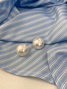 Nooxian 2 bông tai ngọc trai cỡ lớn, bông tai đính ngọc trai giả phóng đại dành cho nữ - trắng - Xem 2