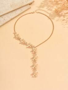 1pc Luxury Retro Gold Flower Y-Shaped Long Necklace, Elegant Versatile Women Neck Jewelry Suitable For Daily Wear And Date/Party - Multicolor - View 2