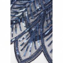 Shawl Wraps Sequin Beaded Evening Cape Bridal Shawl - Navy Blue - View 8