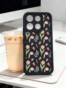1 Piece Phone Case With Pink Tulip And Butterfly Design On A Black Background, Elegant Floral Style, Soft TPU, Full Impact And Anti-Slip Protection, Compatible With IPhone 17 ProMax/16/15/14/13/12/11/Plus/Pro/ProMax, Compatible With Galaxy A34/A35/A54/A55, Galaxy S20/S21/S22/S23/S24/S25 Ultra/Plus, Compatible With Galaxy//Honor// - 白色的 - 查看 5